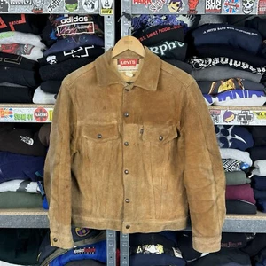 VINTAGE 1960s LEVI'S BIG E SPLITE COWHIDE SUEDE LEATHER TRUCKER JACKET Sz 40 (S) - Picture 1 of 13
