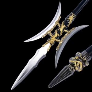 Alabarda tradicional china armas largas alabarda figurada con dos hojas laterales - Imagen 1 de 8
