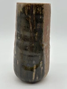 Bizen ware Pottery Art Signed Drip Glaze Vase Japanese Heavy - Picture 1 of 9