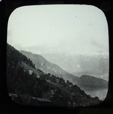 Antique magic lantern slide photograph SWITZERLAND lake Lucerne from high