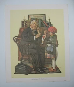 Norman Rockwell 1972 The Doctor And The Doll Canvas Print 16" X 13 New Old Stock - Picture 1 of 3