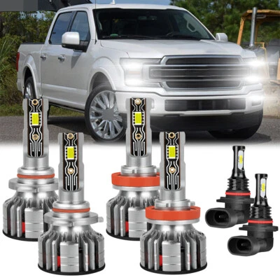 For 2015-2023 Ford F150 6X 6000K LED Headlight High/Low + Fog Light Bulbs Combo - Image 1 of 4