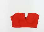 Misspap Womens Orange Polyester Cropped Blouse Size 10 V-Neck - Tube Top