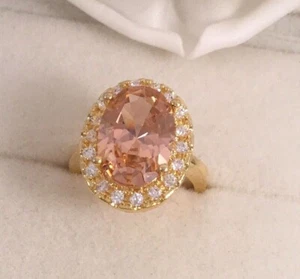 Vintage Jewellery Gold Ring Champagne White Sapphires Antique Deco Jewelry sz N - Picture 1 of 10