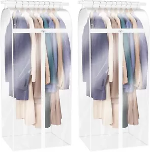 Dress Bags for Hanging Clothes 60 inch (2 Pack) Clear Garment Rack Cover Hanging - Picture 1 of 6