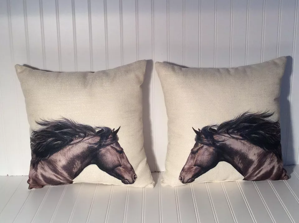 Decorative pillows 18X18. Horse Design. Set Of Two - Image 1 of 1