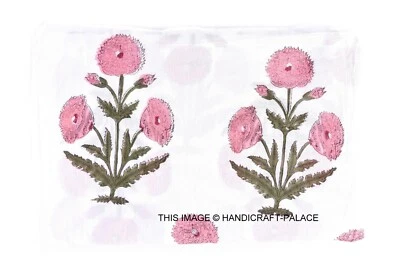 3 Yard Big Floral Hand Made Block Print Fabric Beautiful Indian Cotton Fabric - Image 1 of 3