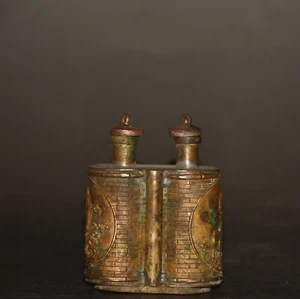 Collect China old copper hand made fish pattern two head snuff bottle decoration - Picture 1 of 9