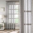 Pandora Silver Glitter Sparkles Slot Top Grey Voile Window Door Curtain Panel
