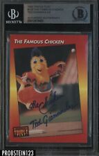 Ted Giannoulas THE FAMOUS CHICKEN Signed Auto 1992 Triple Play Card 138 BAS
