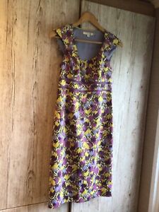 BODEN Bright Floral PENCIL Dress SIZE 8 R Fully Lined