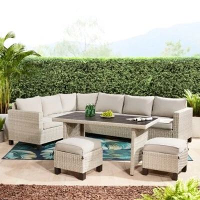 Better Homes & Gardens Brookbury 5-Piece Outdoor Wicker Sectional Dining Set... - Image 1 of 4