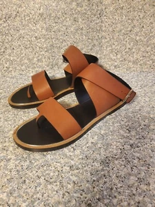 EUC Vince Mailin Women Brown Leather Crisscross Ankle Strap Sandals Sz 9.5 - Picture 1 of 4