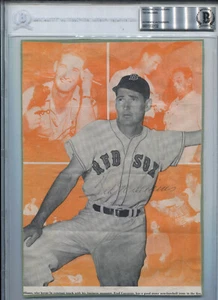 TED WILLIAMS Vintage Firmato 8x10 Magazine Album Fotografico Pagina Beckett Labbed BAS - Foto 1 di 2