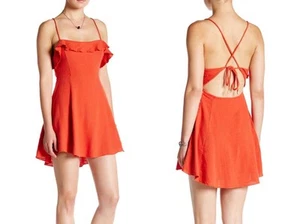 Neu mit Etikett Free People Anthropologie Large More Then a Mini Rüschenkleid orange zum Binden - Bild 1 von 6