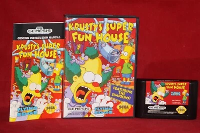 Krusty's Super Fun House (Sega Genesis, 1992) Authentic Game, CIB Complete. - Image 1 of 4
