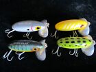 Lot of 4 JITTERBUGS, 2 1/4in. 1/4oz.   Perch, Shad, Frog, Yellow w/silver strips