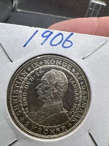 2 Kroner 1906 VBP-GJ Death Of Christian IXand Accession Of Frederik VIII Denmark - Picture 1 of 7