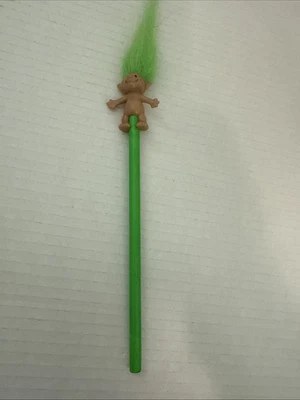 Vintage TROLL on Green PENCIL w/Green HAIR- RUSS TROLL DOLL 1990 - Изображение 1 из 3