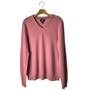 Lands End Pullover Herren Medium Rosa Strick Kaschmir V-Ausschnitt Pulli Preppy Bunt - Bild 1 von 9