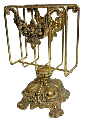 Vintage Ornate Hollywood Regency Brass Napkin Letter Guest Towel Holder - Image 1 of 4