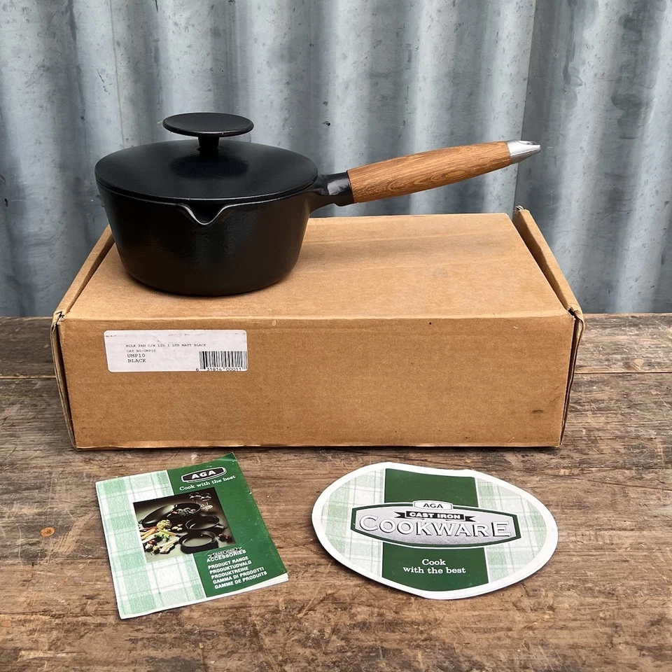 Cast Iron AGA Saucepan Milk Pan Unused In Box Black 1 Litre 17cm 907101 - Image 1 of 4