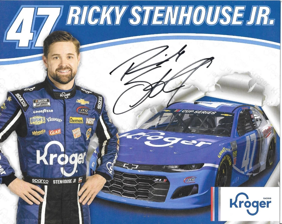 Postal NASCAR #47 2020 AUTOGRAFIADA DE RICKY STENHOUSE JR "KROGER CAMARO JTG" Foto 1 de 1