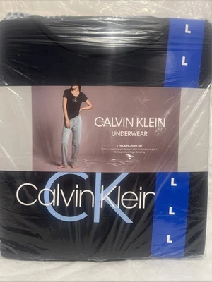 Conjunto de pijama de 2 piezas para mujer Calvin Klein manga corta camiseta y pantalón pijama, azul marino, L Foto 1 de 4