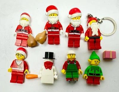 LEGO Christmas Minifigures Lot Of 8 Figures Santa Elves Snowman - Image 1 of 3