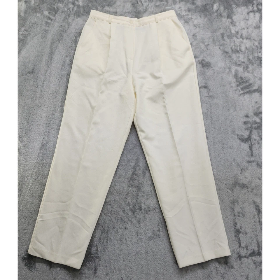 Pantalones Sag Harbor vintage años 90 para mujer 16 crema plisados tiro alto pantalones elásticos Foto 1 de 4
