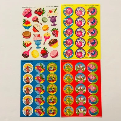 TREND Scratch N Sniff Stickers STRAWBERRY FRUIT PUNCH CHOCOLATE BUBBLEGUM 4pk - Image 1 of 4