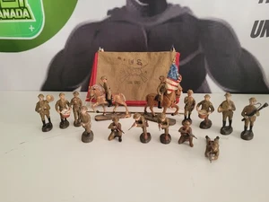 Juego de diorama militar Doughboy de la Primera Guerra Mundial Elastolin Lineol años 20 soldados bandera tienda - Imagen 1 de 13