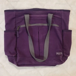 Duluth Trading Canvas Tote Bag Womens Purple Shoulder Carry Weekender Zip Pocket - Picture 1 of 14