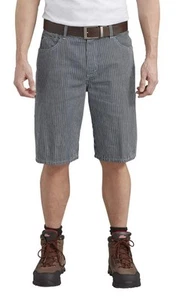 Dickies Size 32” Utility Carpenter Shorts Carolina Blue Hickory Railroad Stripe - Picture 1 of 2
