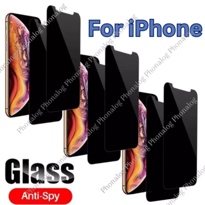 Privacy Screen Protector Tempered Glass Lot For iPhone 16 15 14 13 12 11 XR 8 7 - Image 1 of 4
