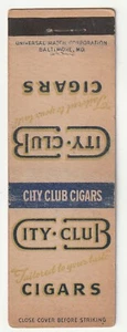 MATCHBOOK COVER - CITY CLUB CIGARS - TAILORED FOR YOUR TASTE - Picture 1 of 3