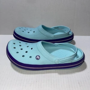 Crocs Crocband Clogs Blue Purple Pink Stripe Mens 12 Women 14 Unisex Shoes CLEAN - Picture 1 of 8
