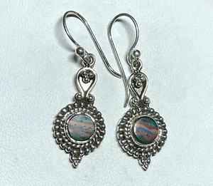 Composite Rainbow Calsilica 925 Sterling Silver Earrings Jewelry JY1039 - Picture 1 of 1