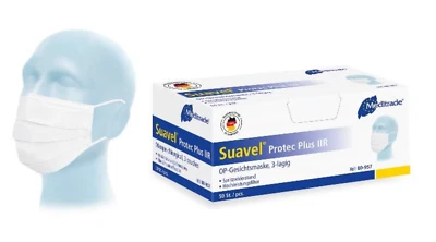 MEDITRADE GMBH Meditrade Suavel Protect+ OP-Mundschutz Maske weiß 50 Stk 3 lag. Made in Germany
