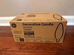 NEW 24-Pack GE Decorative Candle LED B11c Daylight 5,000 k 500 Lumens 5W 60w-eq - Picture 1 of 3
