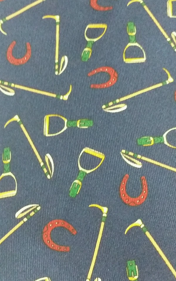 Corbata TOMMY HILFIGER 59,5x4 Seda Ecuestre Montar Cultivo Herradura Estribo Jockey Foto 1 de 4