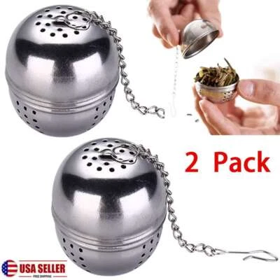 2Pcs Tea Infuser Ball Mesh Loose Leaf Strainer Stainless Steel Secure Locking US - Image 1 of 4