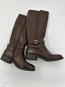 Croft & Barrow Women's Peyote Knee-High Zip Up Fashion Boots Brown Size 7 1/2 - Picture 1 of 10