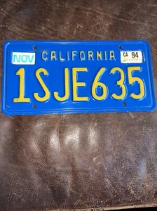 Placa de licencia de California 1994 etiqueta clásica vintage # 1 SJE 635 pegatina - Imagen 1 de 5