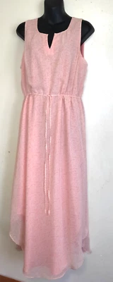 Lauren Conrad Maxi Dress Womens 14 Peach Floral Feminine Romantic Asymmetrical  - Image 1 of 4