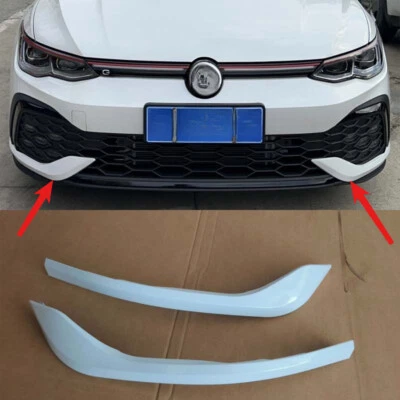 2PCS For 2022-2024 VW Golf MK8 GTI White ABS Front Bumper Corner Protector Trim - Image 1 of 4