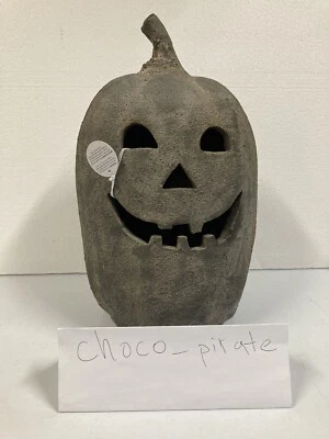 New XL Extra Large Black Pottery Barn Jack O Lantern Pumpkin Terracotta Ceramic - Image 1 of 2