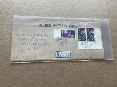 Malta 1957 OHMS  Reg Cover to US +St George Cross Set SG#283-285 +Popular Topic - Image 1 of 2