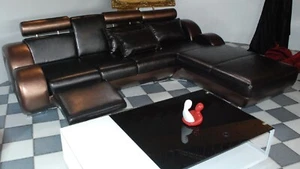 Elegante Designer Eckcouch Berlin II Ledersofa Ecksofa Sofa Couch Relaxfunktion - Bild 1 von 7