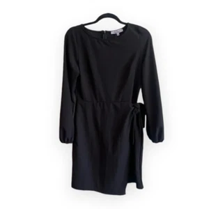 Vanity Room (Nordstrom) Wrap Tie Waist Long Sleeve Dress in Black Size Medium - Picture 1 of 13